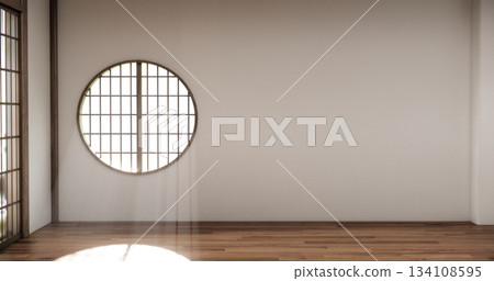 Muji style, Empty wooden room interior white room and wooden floor, 3D rendering 134108595