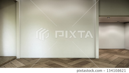 Muji style, Empty wooden room interior white room and wooden floor, 3D rendering 134108621