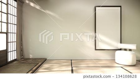 arm chair and decoration japanese on Modern room interior wabisabi style.3D rendering arm chair and decoration japanese on Modern room interior wabisabi style.3D rendering 134108628