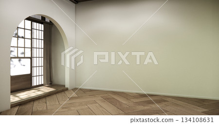 Muji style, Empty wooden room interior white room and wooden floor, 3D rendering 134108631