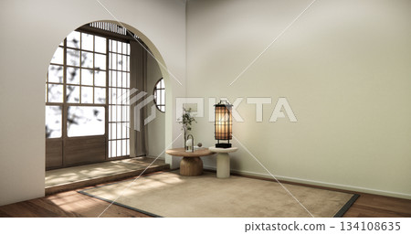 Muji style, Empty wooden room interior white room and wooden floor, 3D rendering Muji style, Empty wooden room interior white room and wooden floor, 3D rendering 134108635