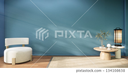 arm chair and decoration japanese on Modern room interior wabisabi style.3D rendering 134108638