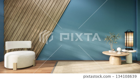 arm chair and decoration japanese on Modern room interior wabisabi style.3D rendering 134108639