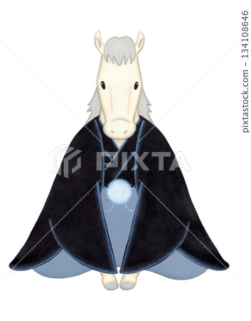 Year of the Horse New Year's card materials and New Year's greetings 134108646