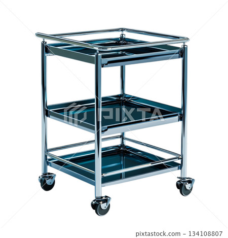 Modern Stainless Steel Cart with Glass Shelves for Versatile Storage Solutions Modern Stainless Steel Cart with Glass Shelves for Versatile Storage Solutions 134108807