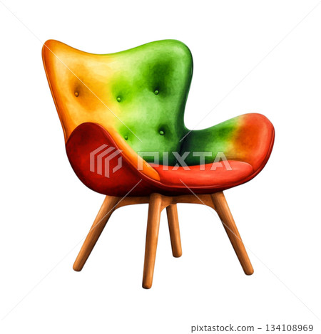 Colorful Designer Chair with Unique Shape and Vibrant Colors for Modern Interior Decor 134108969