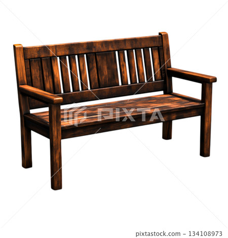 Wooden Bench with Rustic Finish for Outdoor and Indoor Spaces, Front View Wooden Bench with Rustic Finish for Outdoor and Indoor Spaces, Front View 134108973