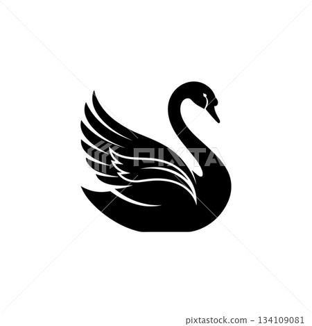 Swan silhouette vector. Elegant bird wings logo vector 134109081