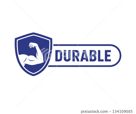 Durable shield strong arm vector. Fitness protection emblem vector 134109085