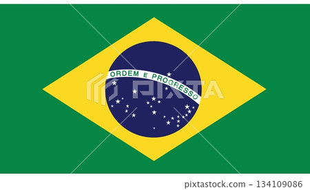 Brazil national flag vector. Brazilian country symbol icon vector 134109086