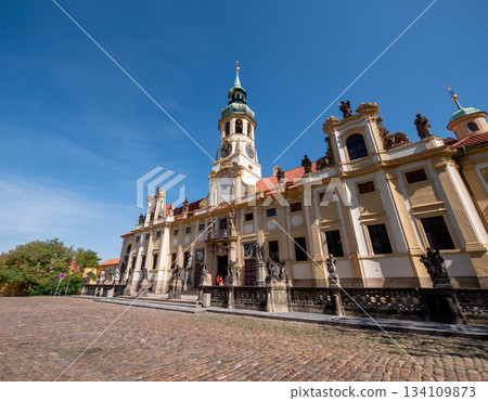 Exterior view of the Loreto , a prominent Baroque pilgrimage complex located in Prague 134109873