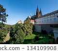 View of the St. Vitus Cathedral within the complex of Prague Castle in the Czech Republic.  134109908
