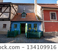 Charming view of the Golden Lane, a narrow historic street located inside Prague Castle. 134109916