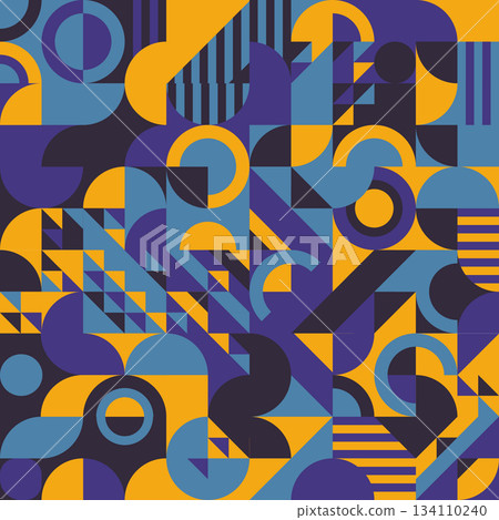 Abstract geometric seamless pattern in modern style with bright shapes and saturated colors. Eps 10 134110240