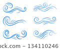 Set of graphic water or air elements for designing logos, labels, and ornaments. Eps 10 134110246