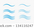 Minimalistic set of simple blue wavy vector lines for logos and icons. Eps 10 134110247