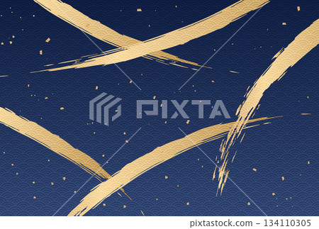Background design featuring Japanese-style golden brushstrokes and Seigaiha patterns | Seigaiha, gold, brushstrokes, Japanese style 134110305