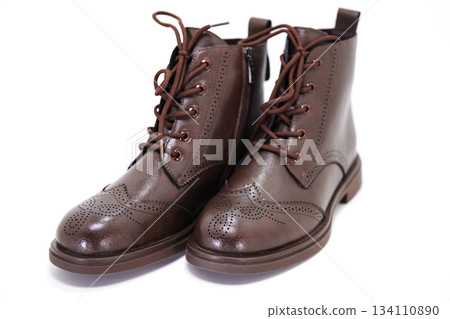 Brown leather boots suitable for formal and casual wear Brown leather boots suitable for formal and casual wear 134110890