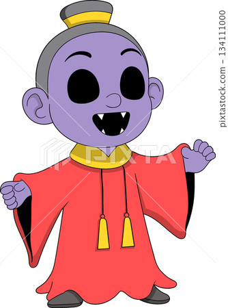 Cute Chinese New Year Vampire Character in Red Robe 134111000