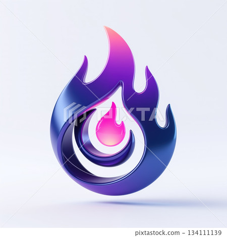 Vibrant flame icon with gradient colors and white background. Vibrant flame icon with gradient colors and white background. 134111139