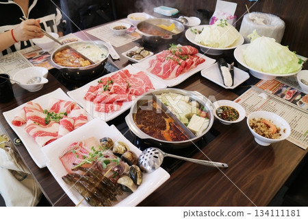 Various hot pot ingredients written by Kibo Kamikakuho. Various hot pot ingredients written by Kibo Kamikakuho. 134111181