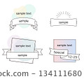 Hand-drawn ribbon banner and pastel decorative label decorative frame set, simple line drawing frame material 134111680