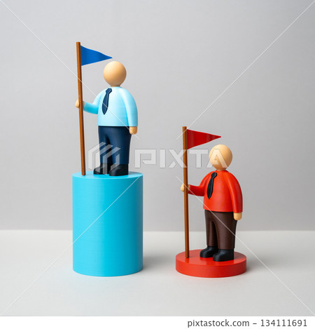 A comparison of two competing businessmen based on their performance indicators. A competition between two leaders. Rivalry and market dominance. Business analytics, strategy evaluation and leadership A comparison of two competing businessmen based on their performance indicators. A competition between two leaders. Rivalry and market dominance. Business analytics, strategy evaluation and leadership 134111691