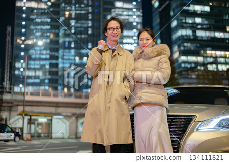 Couple, men and women, drive 134111821