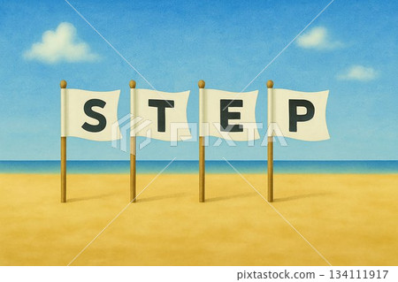 步驟/海灘上的白旗文字插圖 步驟/海灘上的白旗文字插圖 134111917