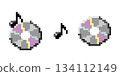 Pixel dot CD illustration with musical notes Y2K・pixel cd disk 134112149