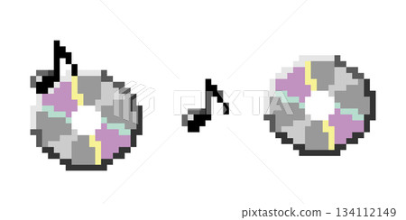 Pixel dot CD illustration with musical notes Y2K・pixel cd disk Pixel dot CD illustration with musical notes Y2K・pixel cd disk 134112149