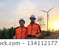Engineer working at Wind turbine fields 134112177