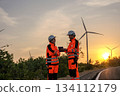 Engineer working at Wind turbine fields 134112179