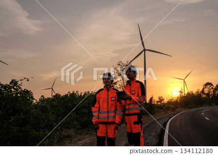 Engineer working at Wind turbine fields 134112180