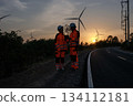 Engineer working at Wind turbine fields 134112181