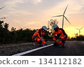 Engineer working at Wind turbine fields 134112182