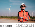 Engineer working at Wind turbine fields 134112184