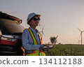 Engineer working at Wind turbine fields 134112188