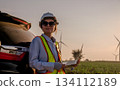 Engineer working at Wind turbine fields 134112189