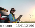 Engineer working at Wind turbine fields 134112190
