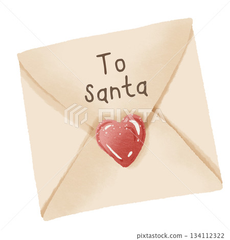 Cute christmas envelope to santa with heart wax seal cozy holiday letter aesthetic warm festive stationery winter season love note illustration Cute christmas envelope to santa with heart wax seal cozy holiday letter aesthetic warm festive stationery winter season love note illustration 134112322