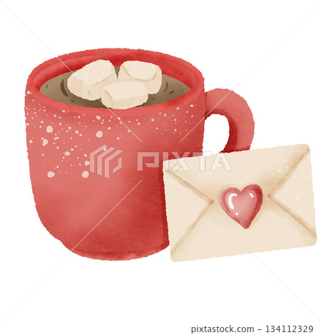cozy hot cocoa mug with marshmallows and love letter warm holiday drink illustration cute winter aesthetic cozy hot cocoa mug with marshmallows and love letter warm holiday drink illustration cute winter aesthetic 134112329
