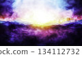 Vibrant Abstract Landscape with Colors of Purple, Blue, and Orange at Sunrise 134112732
