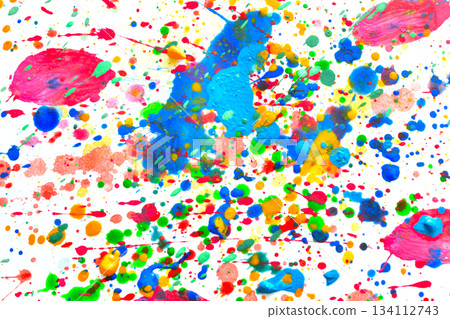 Drops of watercolor paint on a sheet. Drops of watercolor paint on a sheet. 134112743