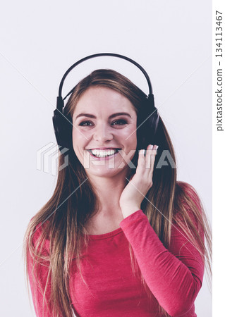 Beauty happy woman listen music. Beauty happy woman listen music. 134113467