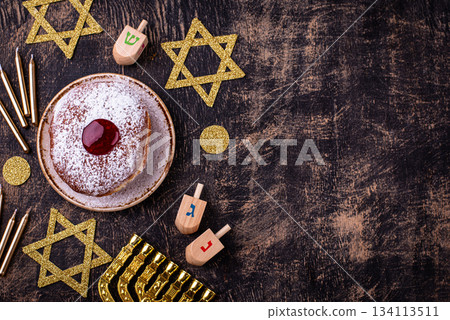 Traditional Jewish holiday Hanukkah background 134113511
