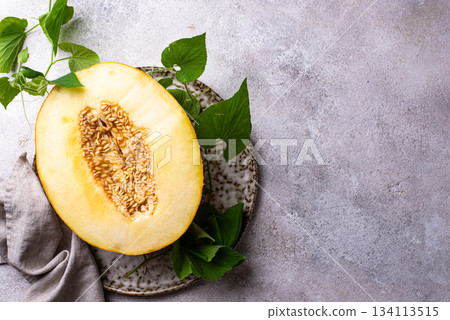 Fresh sweet ripe juicy sliced melon 134113515