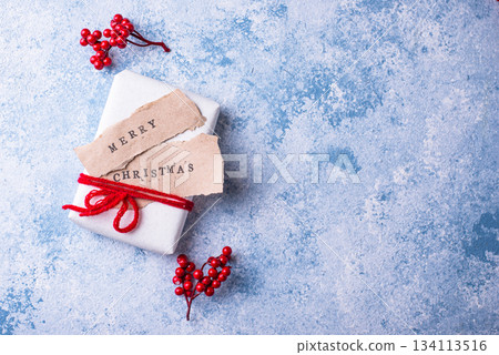 Christmas festive background with gift boxes 134113516