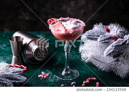 Christmas drink pink peppermint martini 134113549