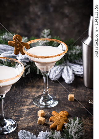 Christmas winter creamy cocktail eggnog Christmas winter creamy cocktail eggnog 134113559